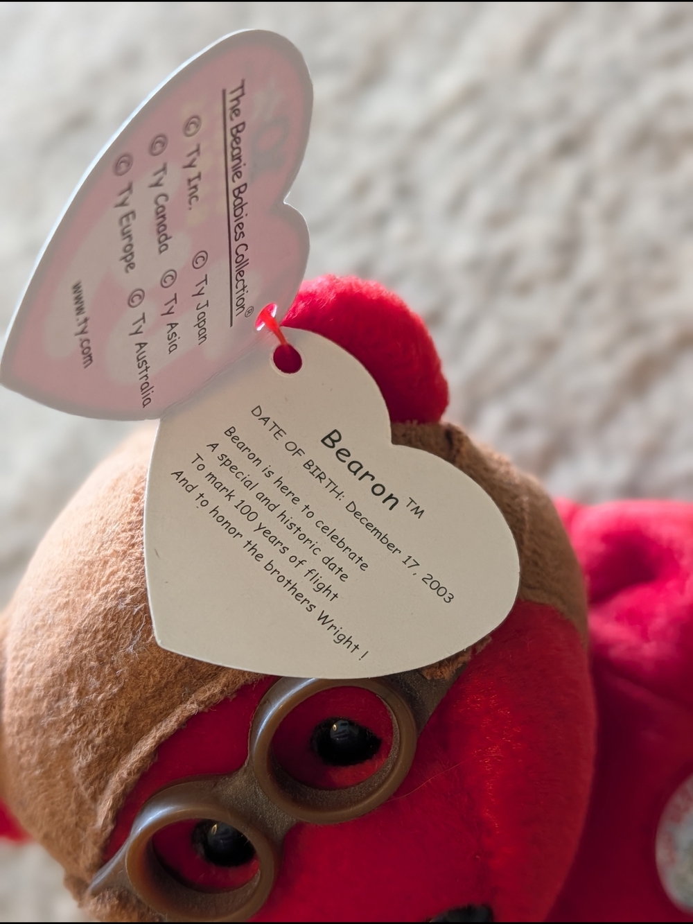 Ty Red Pilot Bear -Bearon From 2003. - Picture 3 of 3